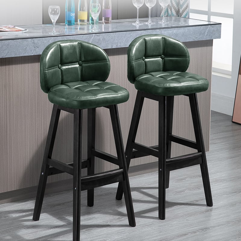 HMR Rustic 30" Bar Stools with PU Leather Upholstery (Set of 2) - Green