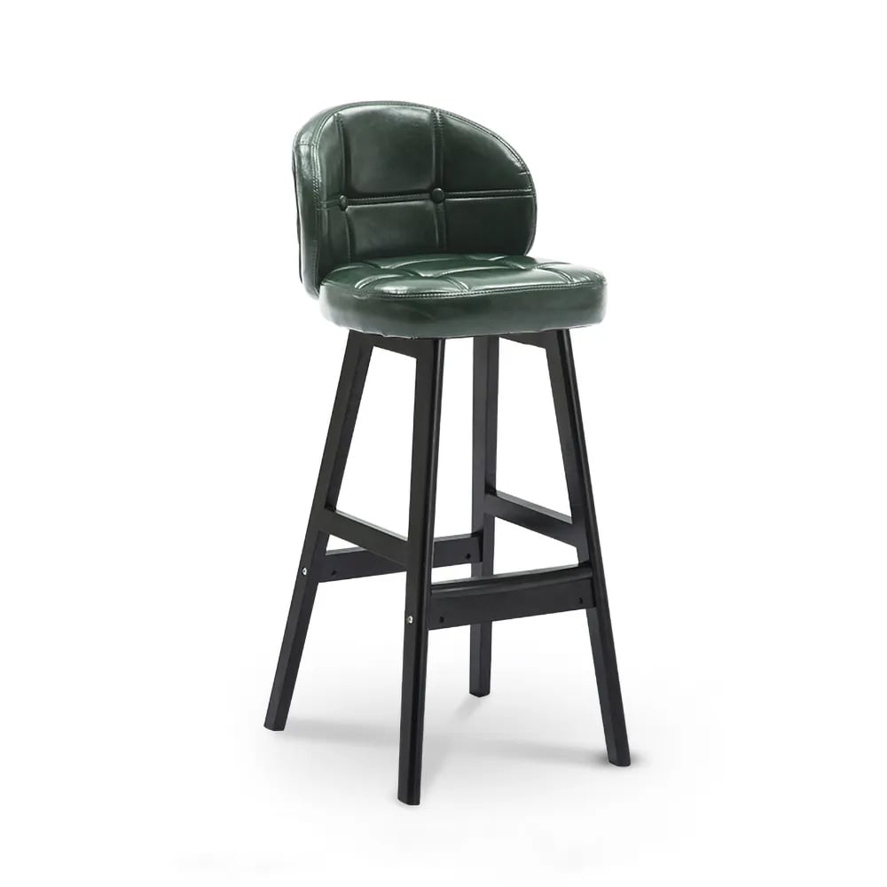 HMR Rustic 30" Bar Stools with PU Leather Upholstery (Set of 2) - Green