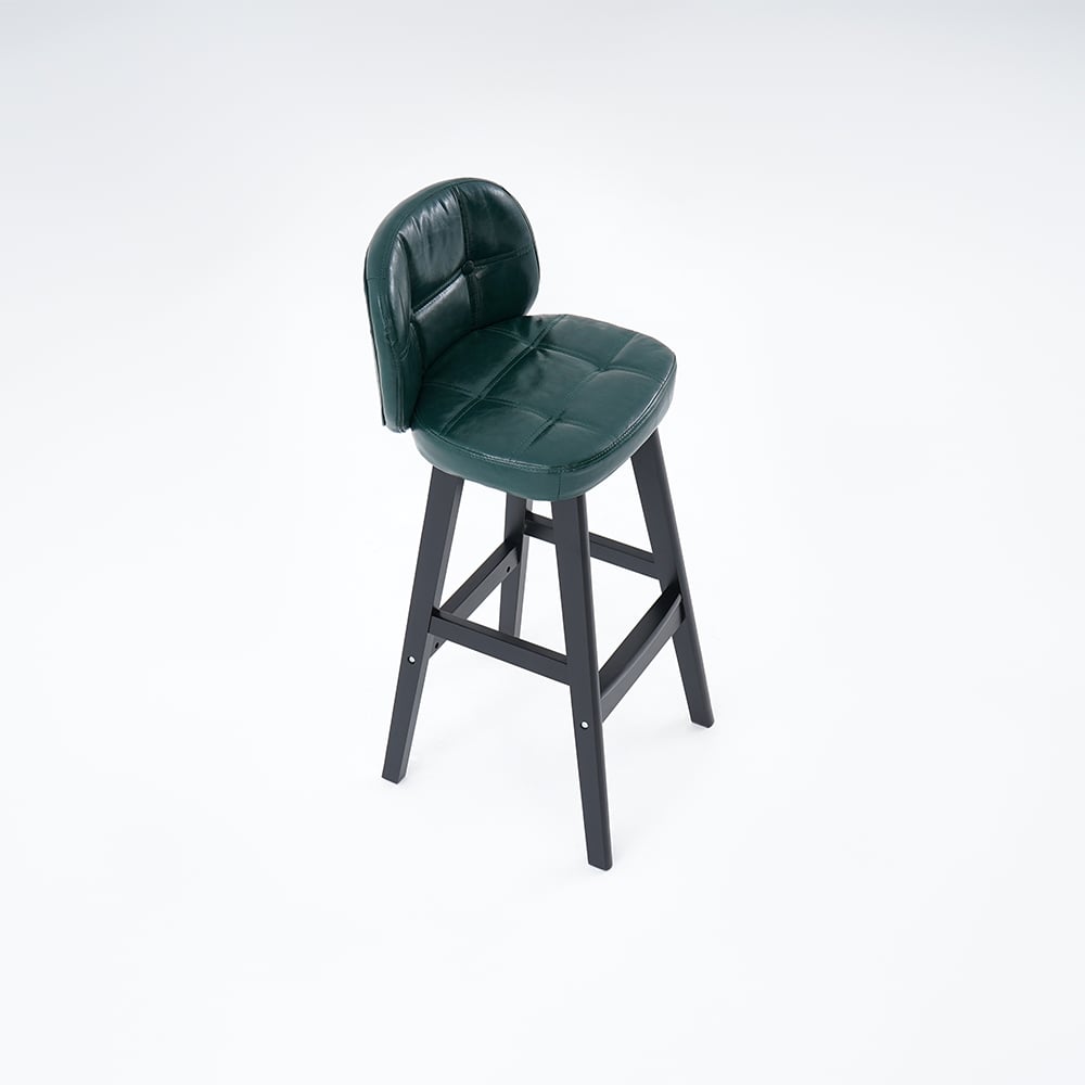 HMR Rustic 30" Bar Stools with PU Leather Upholstery (Set of 2) - Green