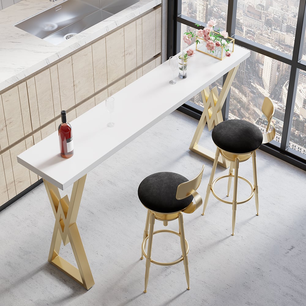 HMR Modern Adjustable Swivel Bar Stools with Velvet Upholstery (Set of 2) - Black