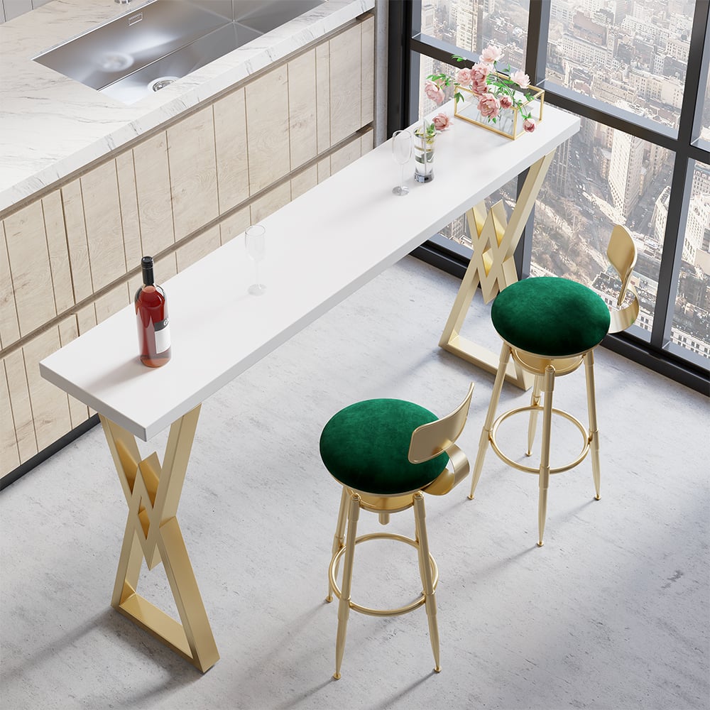 HMR Modern Adjustable Swivel Bar Stools with Velvet Upholstery (Set of 2) - Green