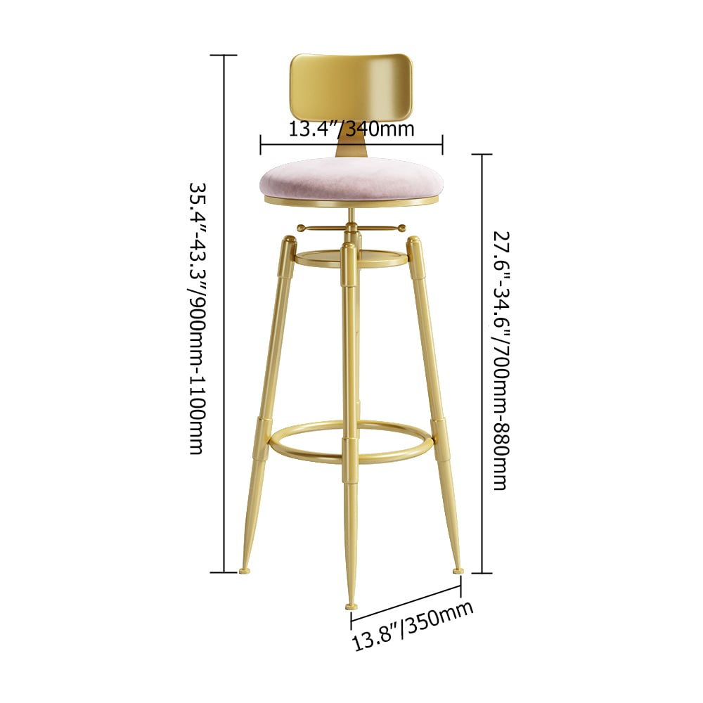 HMR Modern Adjustable Swivel Bar Stools with Velvet Upholstery (Set of 2) - Pink