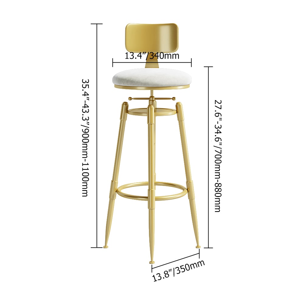 HMR Modern Adjustable Swivel Bar Stools with Velvet Upholstery (Set of 2) - White