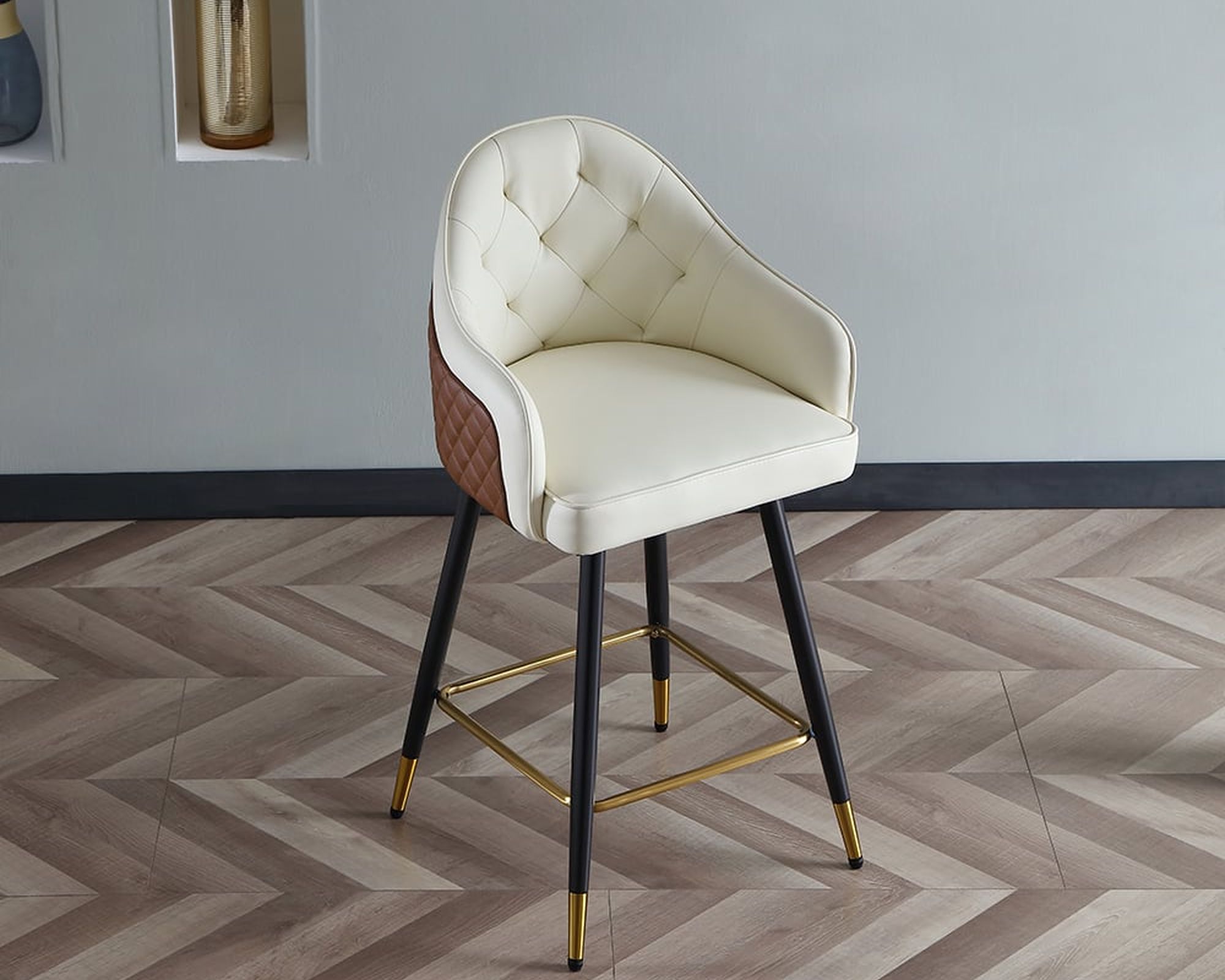 HMR - Modern Counter Stools with PU Leather Upholstery