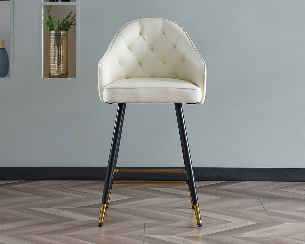 HMR Modern Counter Stools with PU Leather Upholstery - Beige