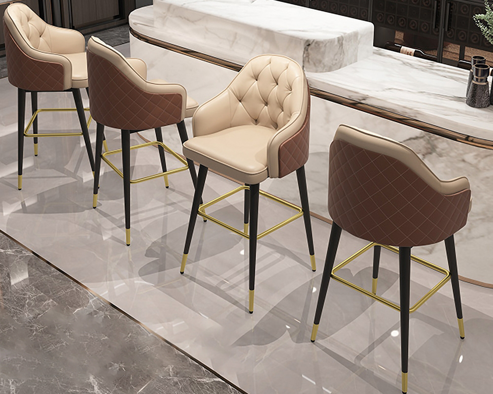 HMR Modern Counter Stools with PU Leather Upholstery - Beige