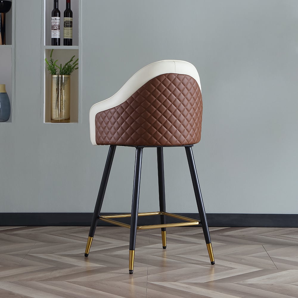 HMR Modern Counter Stools with PU Leather Upholstery - Beige