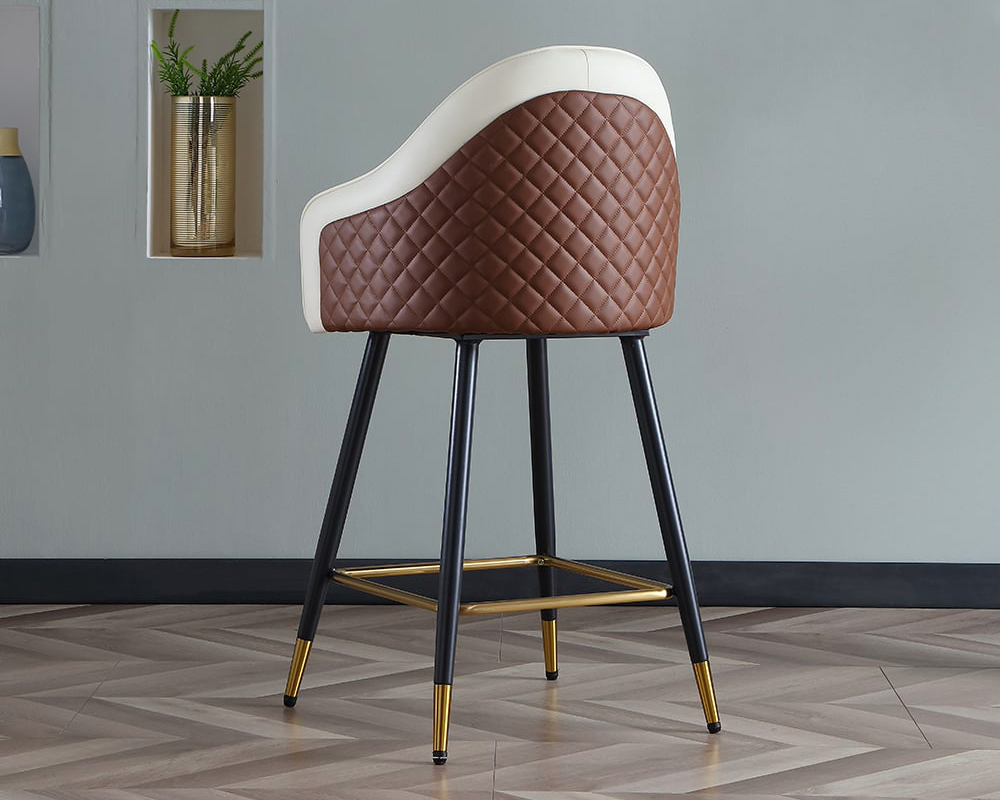 HMR Modern Counter Stools with PU Leather Upholstery - Beige