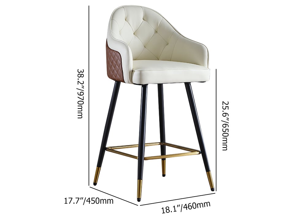 HMR Modern Counter Stools with PU Leather Upholstery - Beige