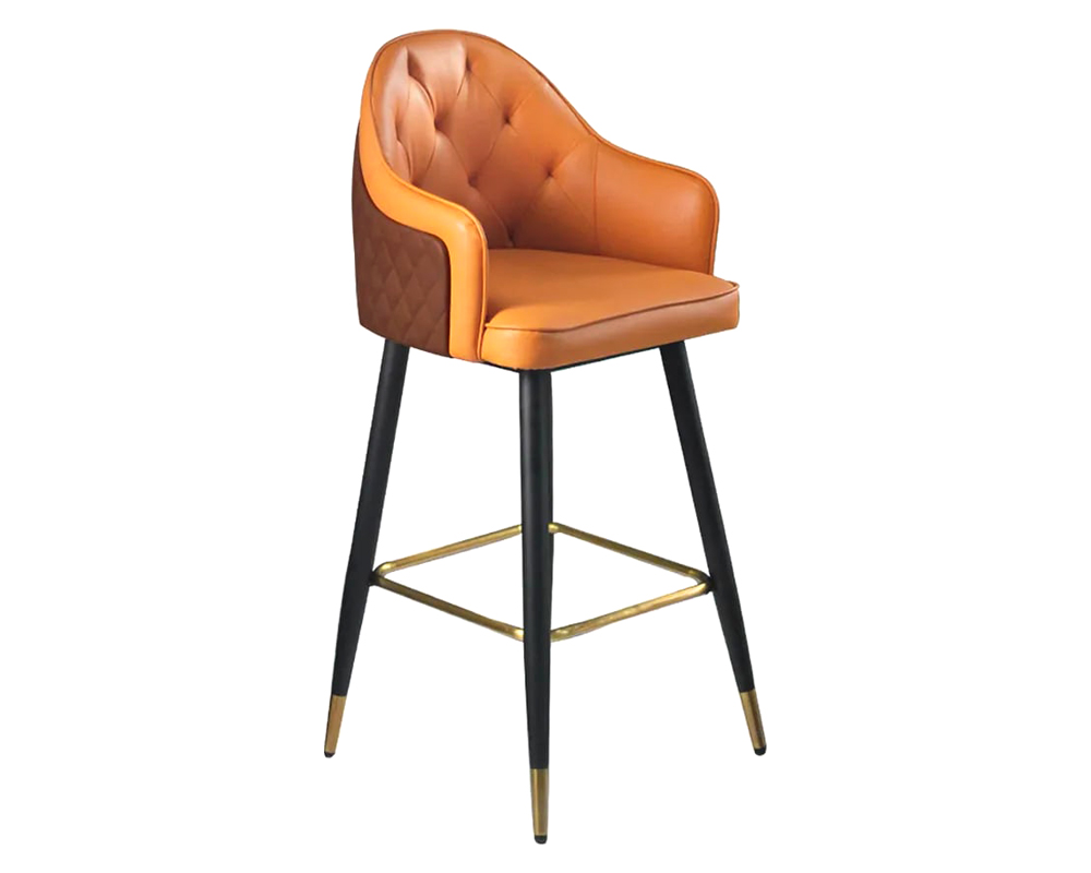 HMR Modern Counter Stools with PU Leather Upholstery - Orange