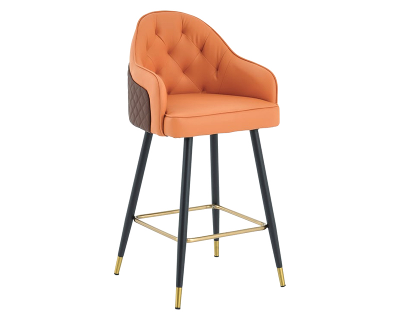 HMR Modern Counter Stools with PU Leather Upholstery - Orange