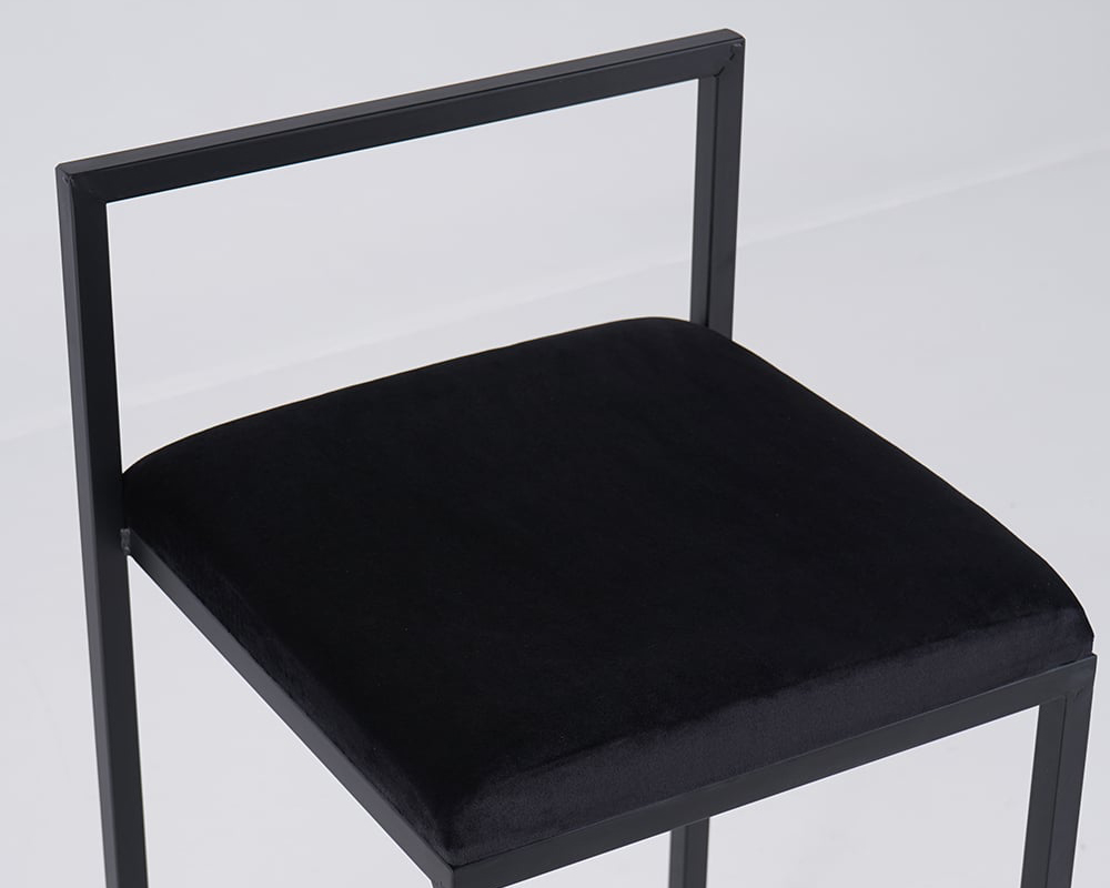 HMR Modern Counter Stools with Velvet Upholstery (Set of 2) - Black