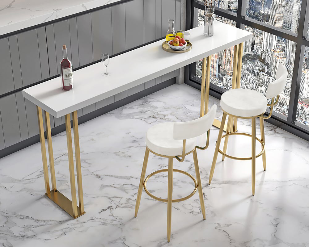 HMR Affordable Luxury Modern Velvet Upholstered Bar Stools - White