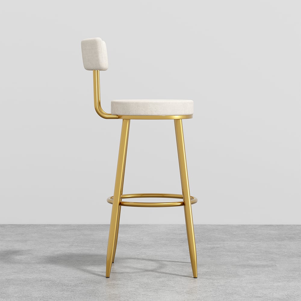 HMR Affordable Luxury Modern Velvet Upholstered Bar Stools - White