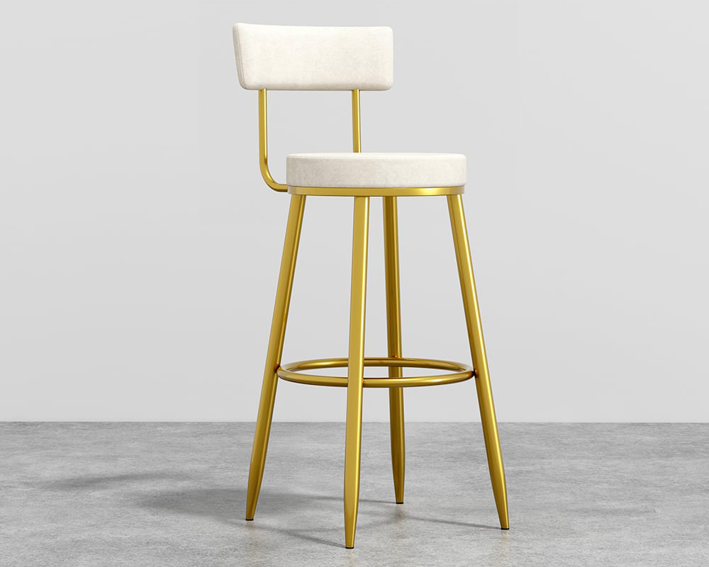 HMR Affordable Luxury Modern Velvet Upholstered Bar Stools - White