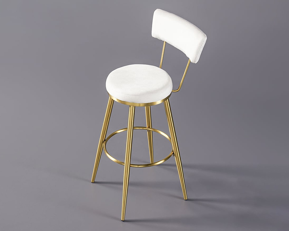 HMR Affordable Luxury Modern Velvet Upholstered Bar Stools - White