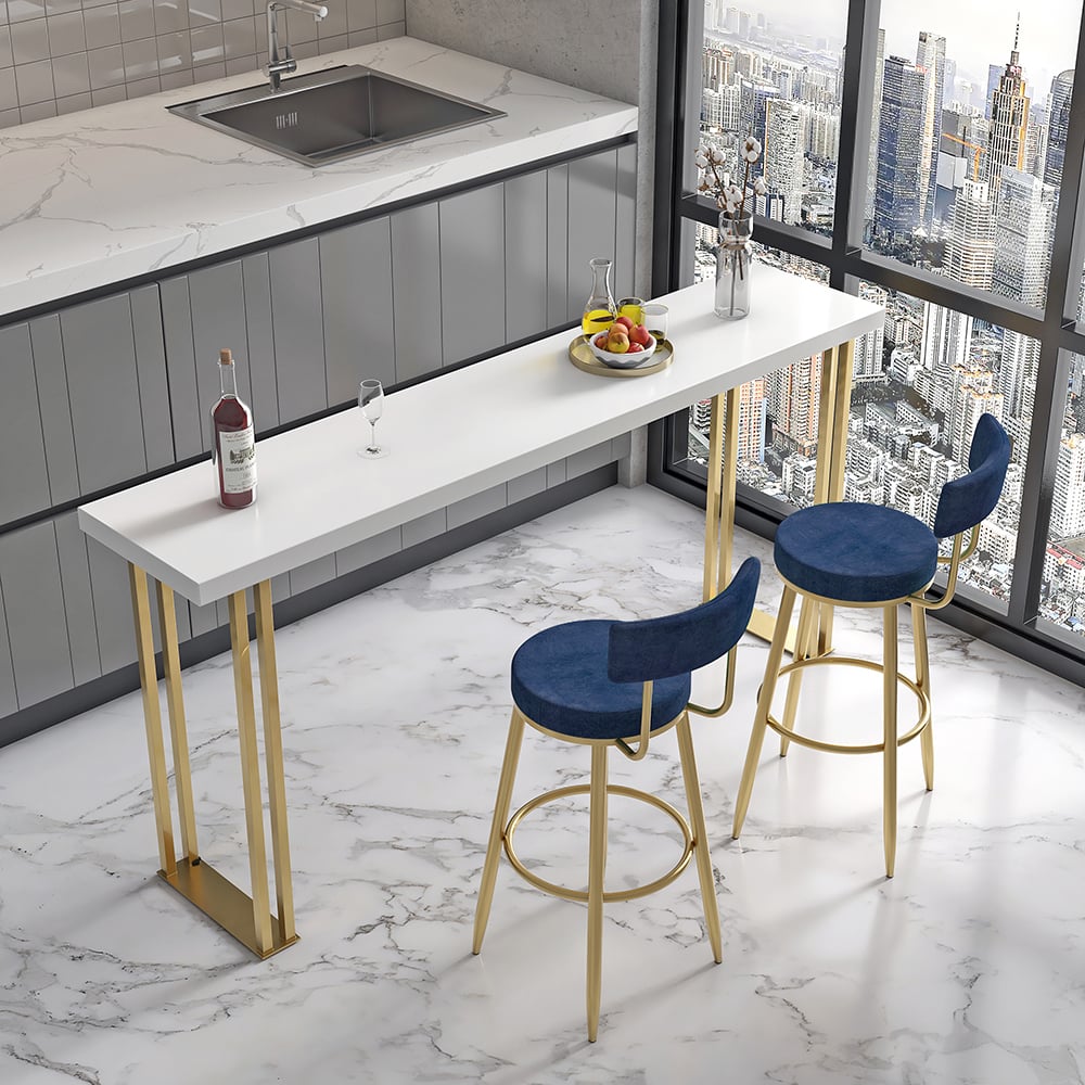 HMR Affordable Luxury Modern Velvet Upholstered Bar Stools - Blue