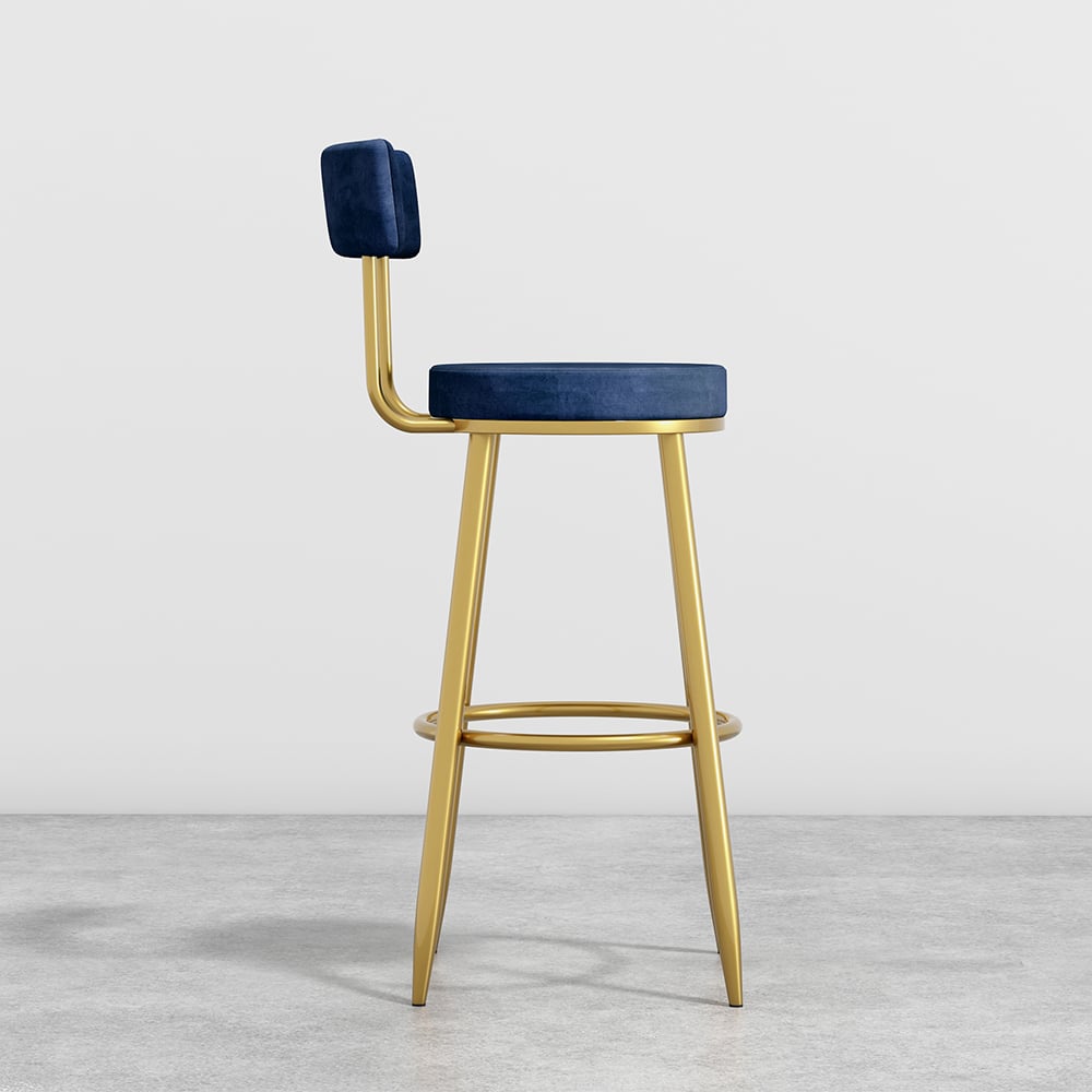 HMR Affordable Luxury Modern Velvet Upholstered Bar Stools - Blue