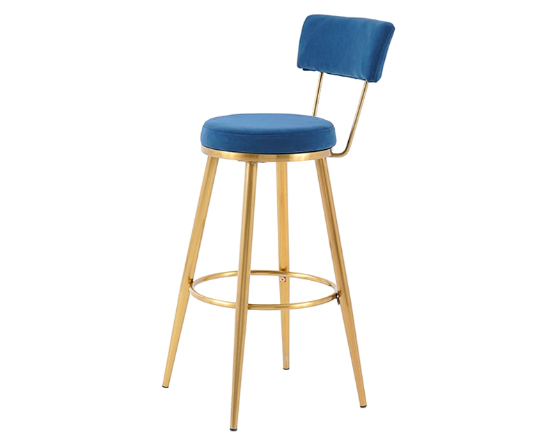 HMR Affordable Luxury Modern Velvet Upholstered Bar Stools - Blue