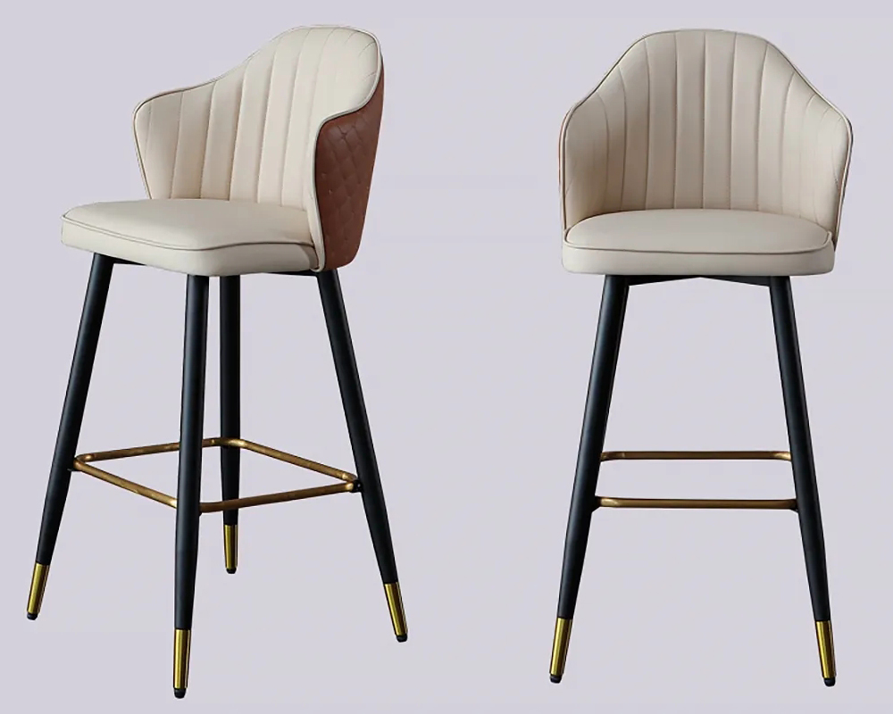 HMR Modern Bar Stools with PU Leather Upholstery - Beige