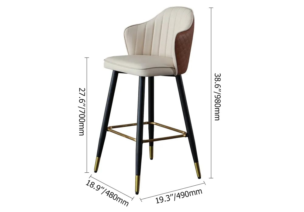 HMR Modern Bar Stools with PU Leather Upholstery - Beige