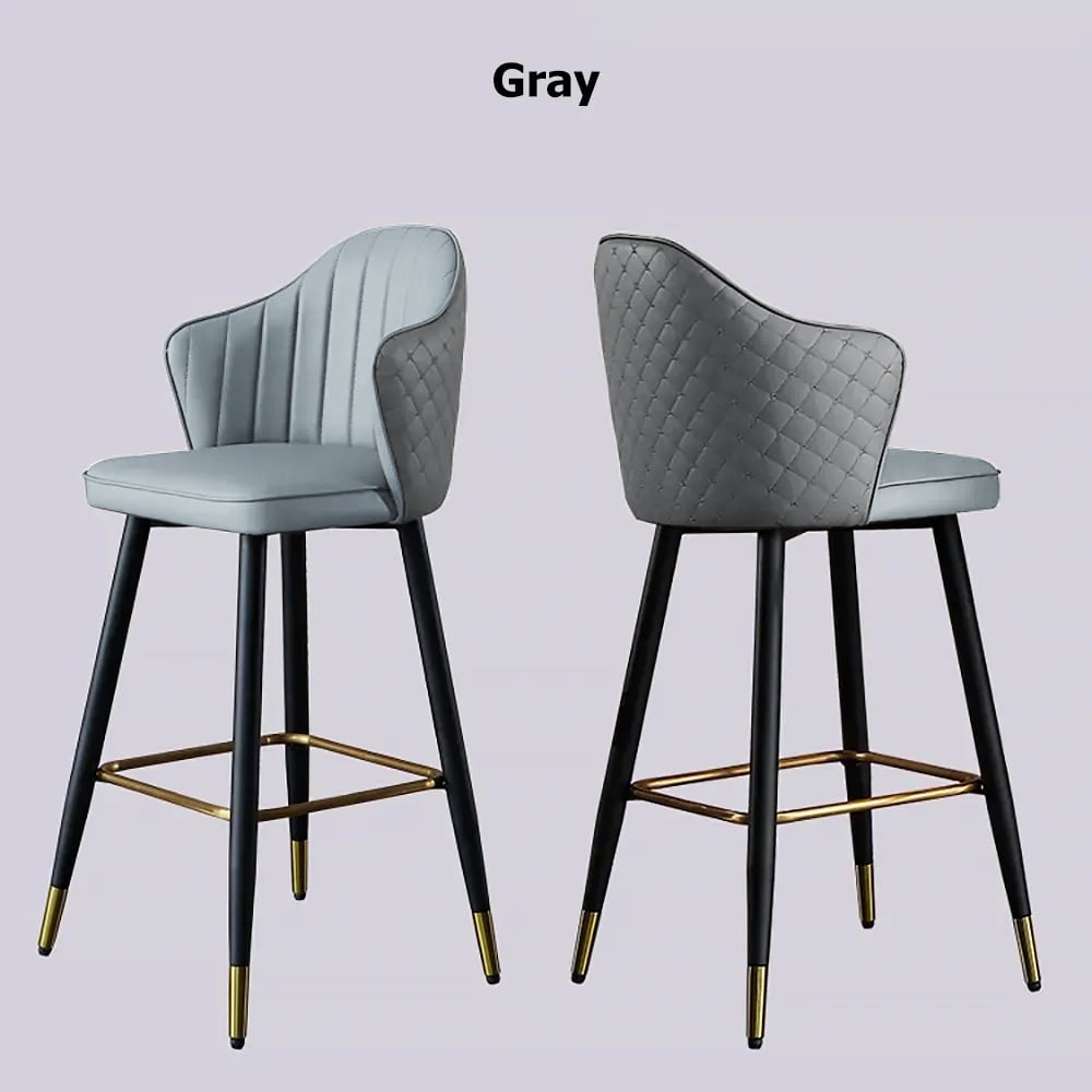 HMR Modern Bar Stools with PU Leather Upholstery - Gray