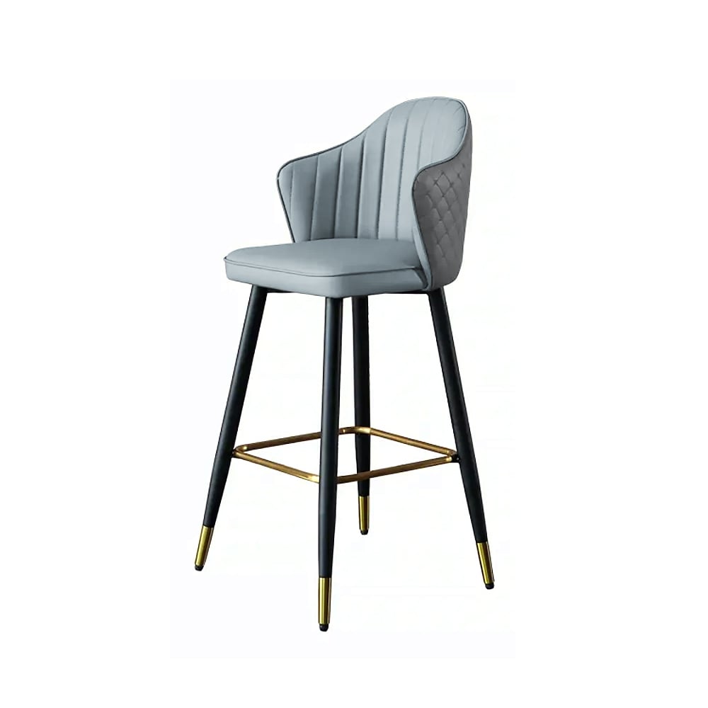 HMR Modern Bar Stools with PU Leather Upholstery - Gray