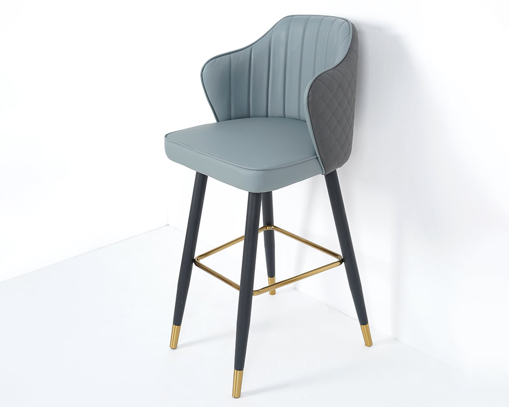 HMR Modern Bar Stools with PU Leather Upholstery - Gray