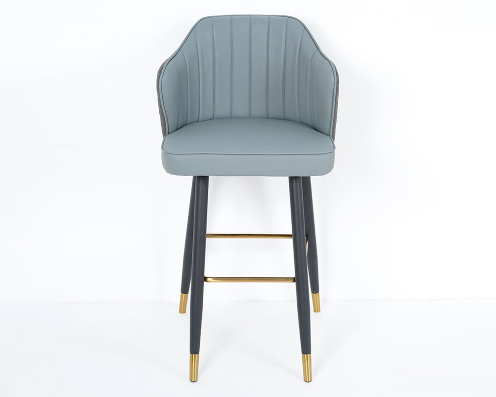 HMR Modern Bar Stools with PU Leather Upholstery - Gray