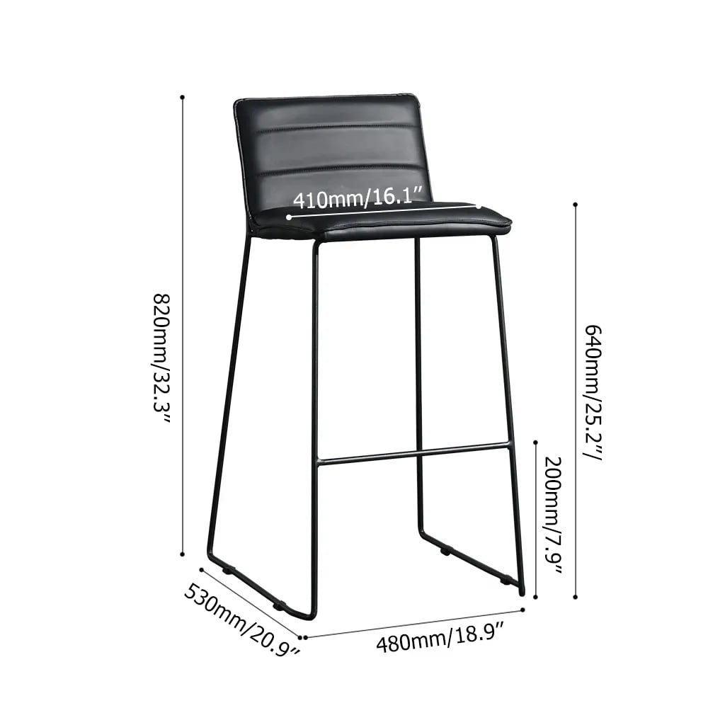 HMR - Modern PU Leather Counter Stools with Upholstery Gray