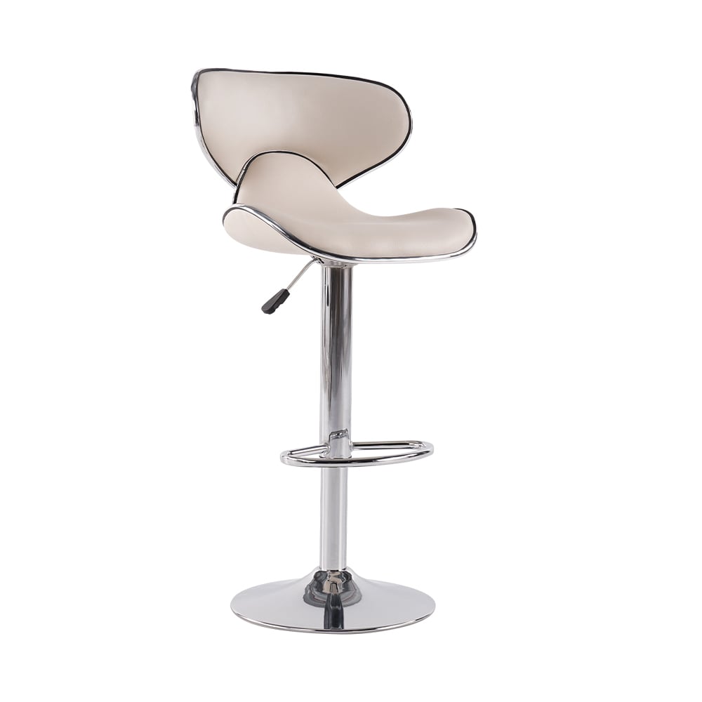 HMR - PU Leather Upholstery Bar Stool with Backrest 32" in White