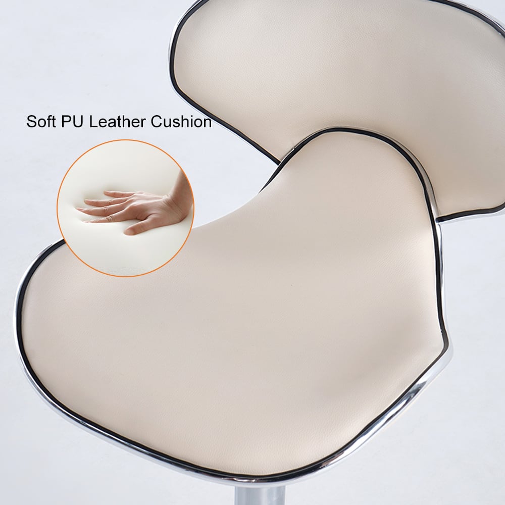 HMR - PU Leather Upholstery Bar Stool with Backrest 32" in White