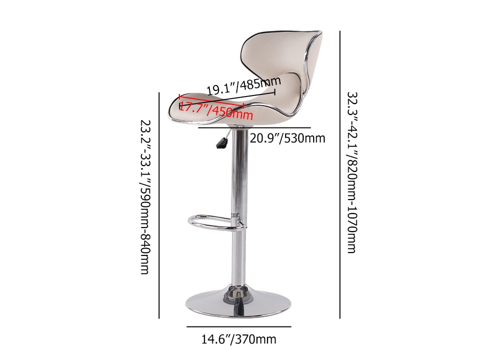 HMR - PU Leather Upholstery Bar Stool with Backrest 32" in White