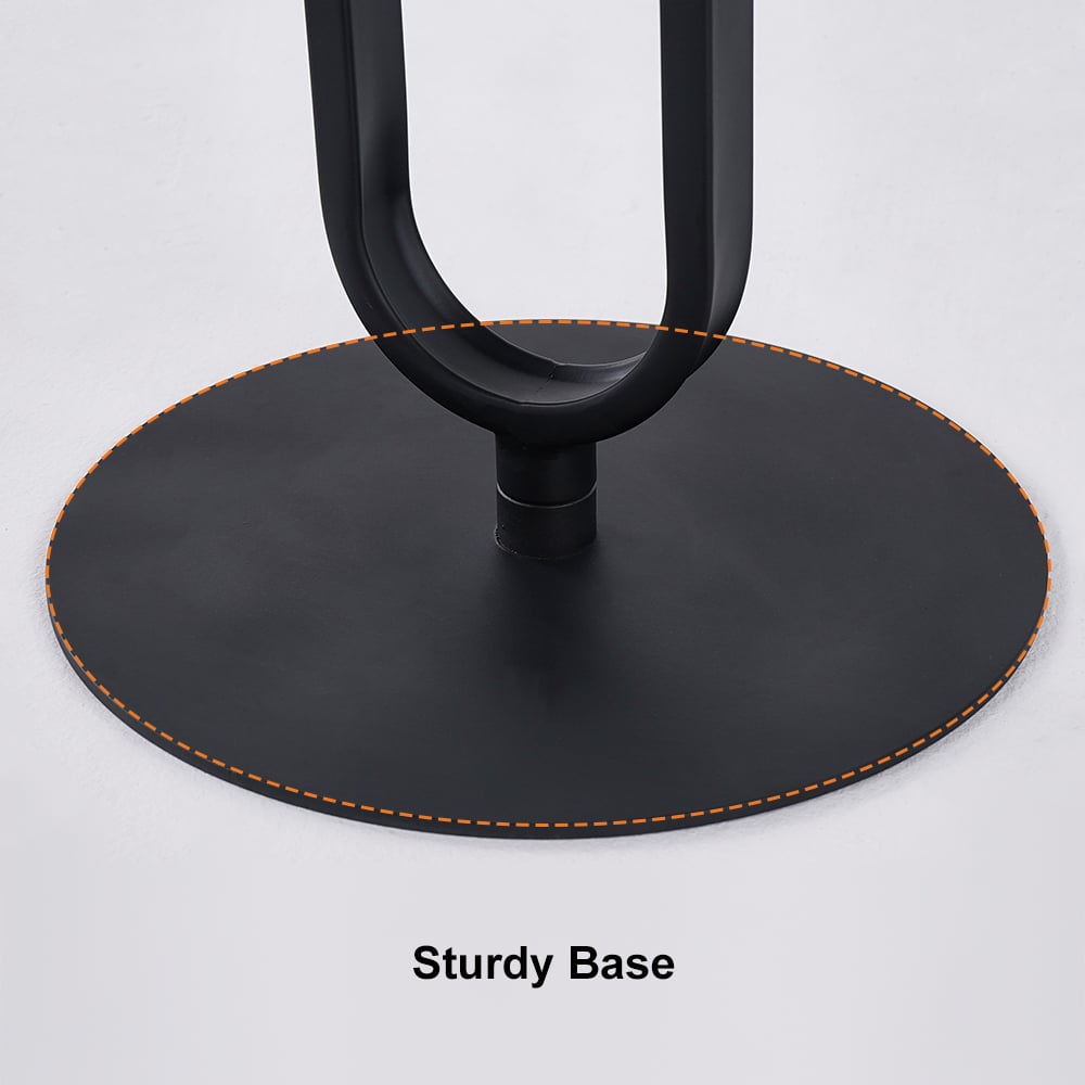 HMR - Dark Gray Sintered Stone Round Side Table Carbon Steel Base in Black