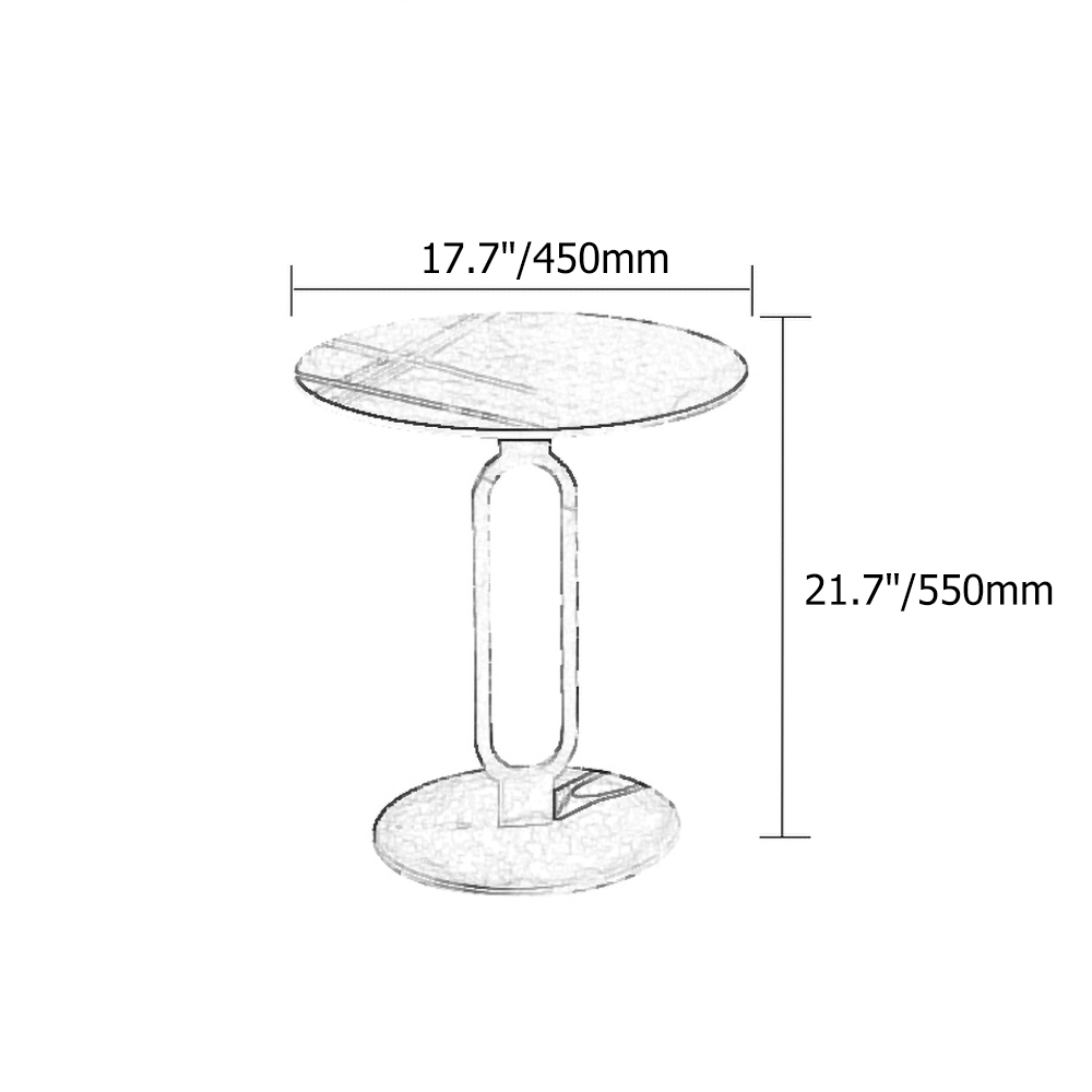 HMR - Dark Gray Sintered Stone Round Side Table Carbon Steel Base in Black