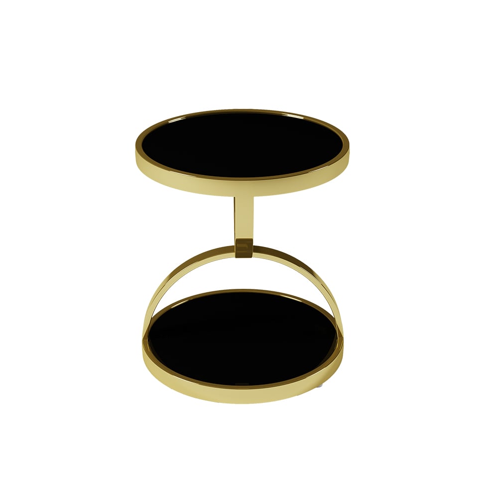 HMR - Round Side Table Tempered Glass in Black