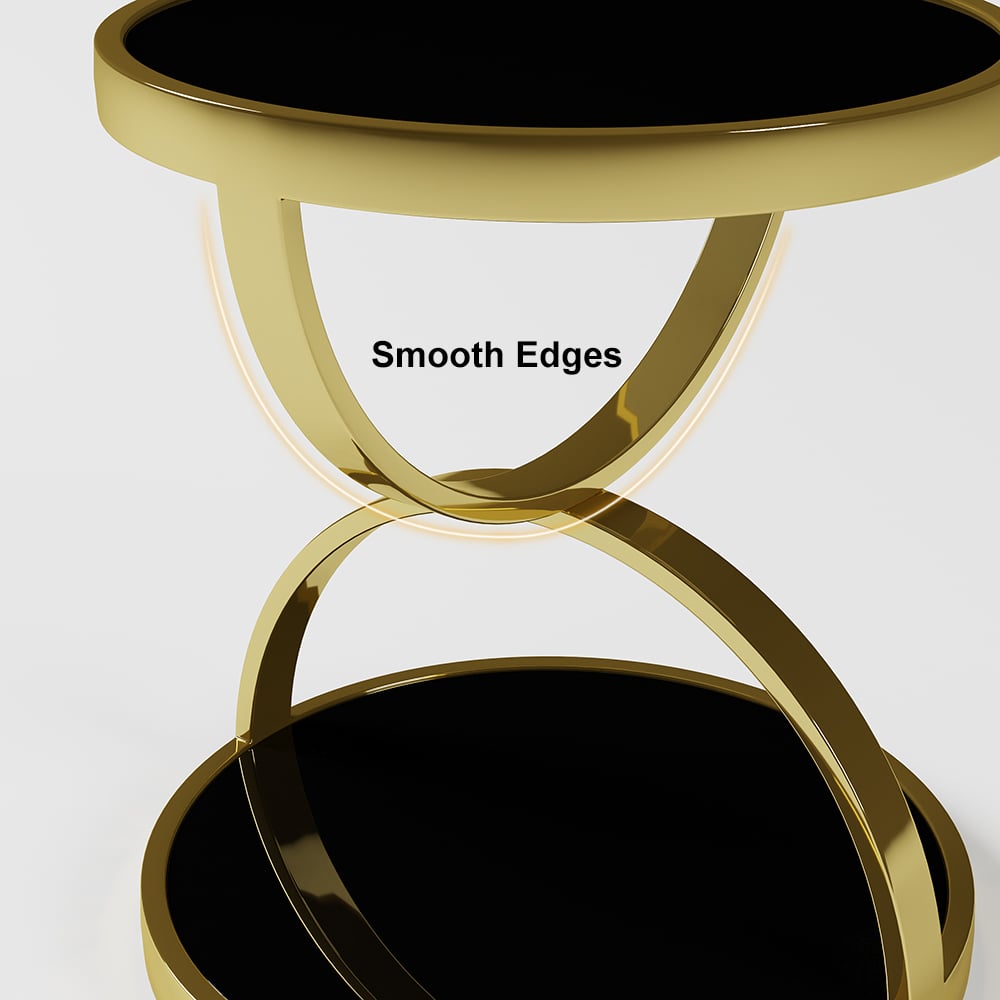 HMR - Round Side Table Tempered Glass in Black