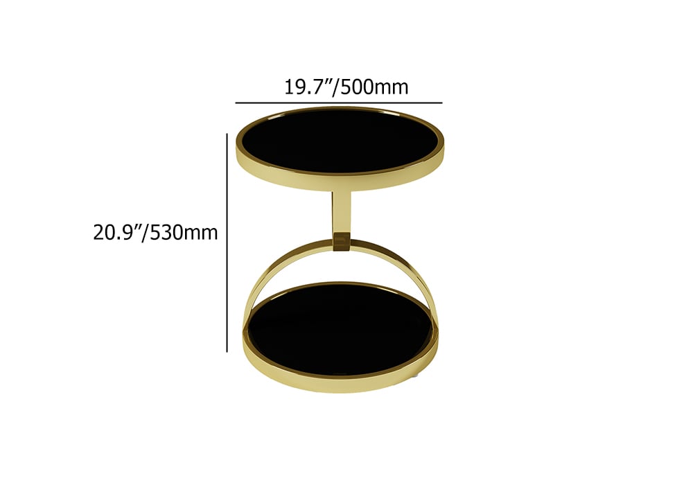 HMR - Round Side Table Tempered Glass in Black