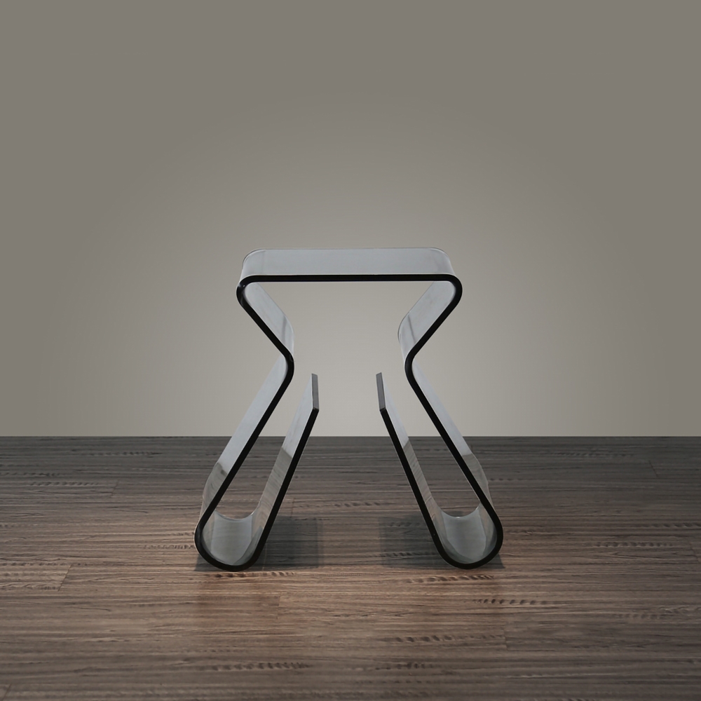HMR - Side Table Acrylic End Table with Storage in Smoky Gray