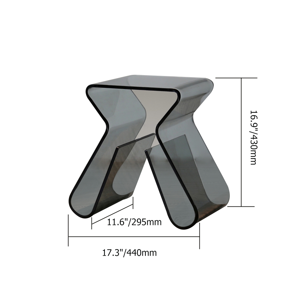 HMR - Side Table Acrylic End Table with Storage in Smoky Gray