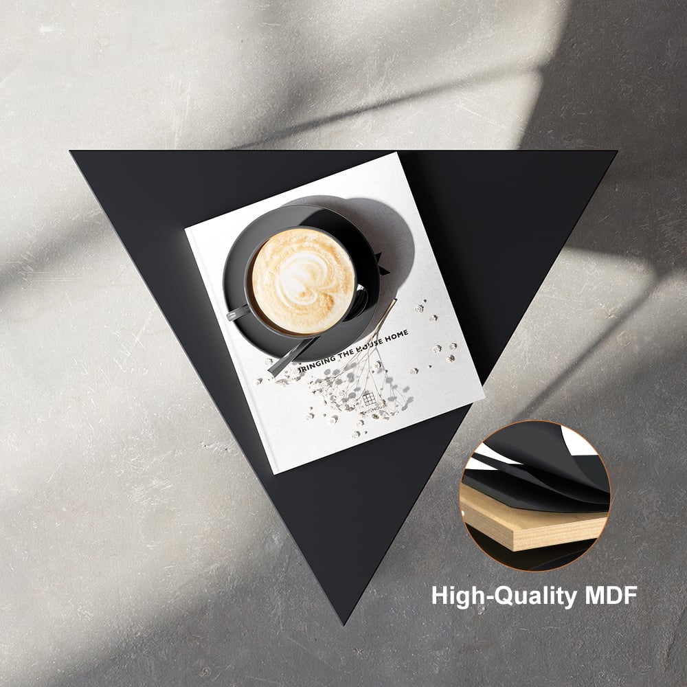HMR Triangle Side Table with Metal Base - Black, Wood