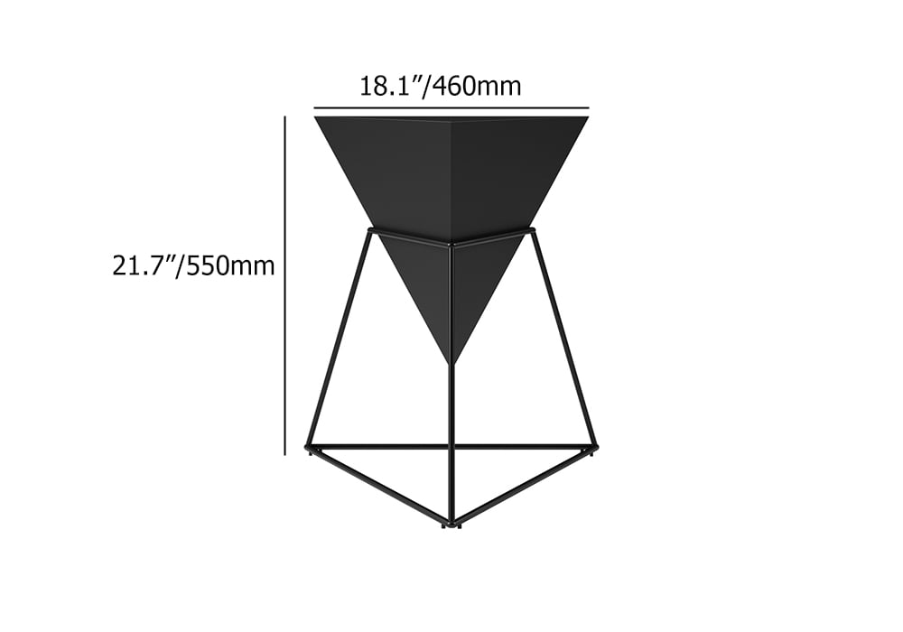 HMR Triangle Side Table with Metal Base - Black, Wood