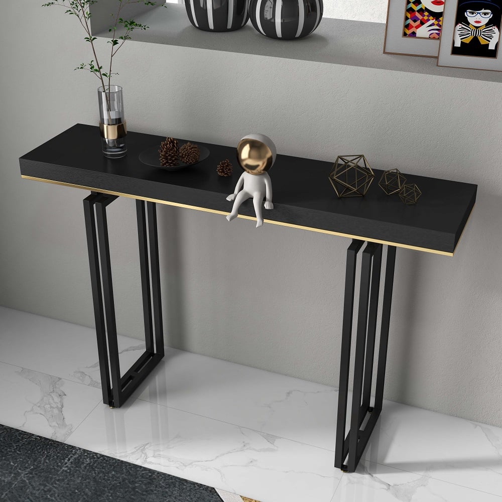 HMR - Accent Solid Wood and Metal Narrow Console Table in Large 47" in 47.2"L