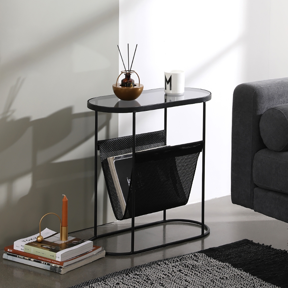 HMR - Oval Table Magazine Holder in Black