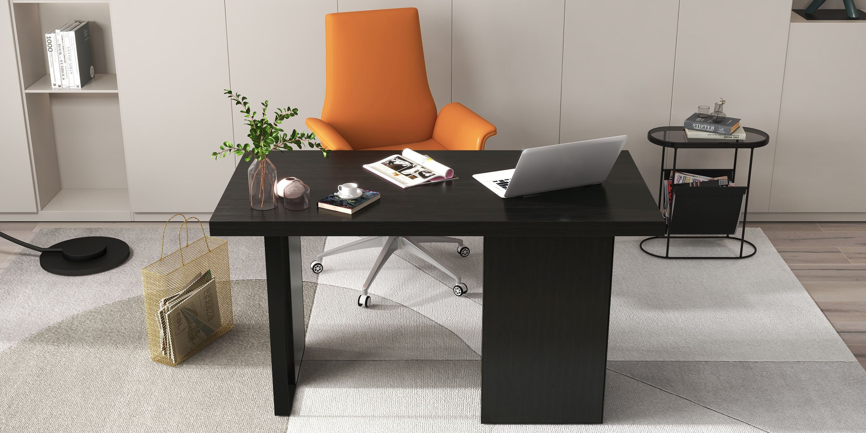 HMR - Oval Table Magazine Holder in Black