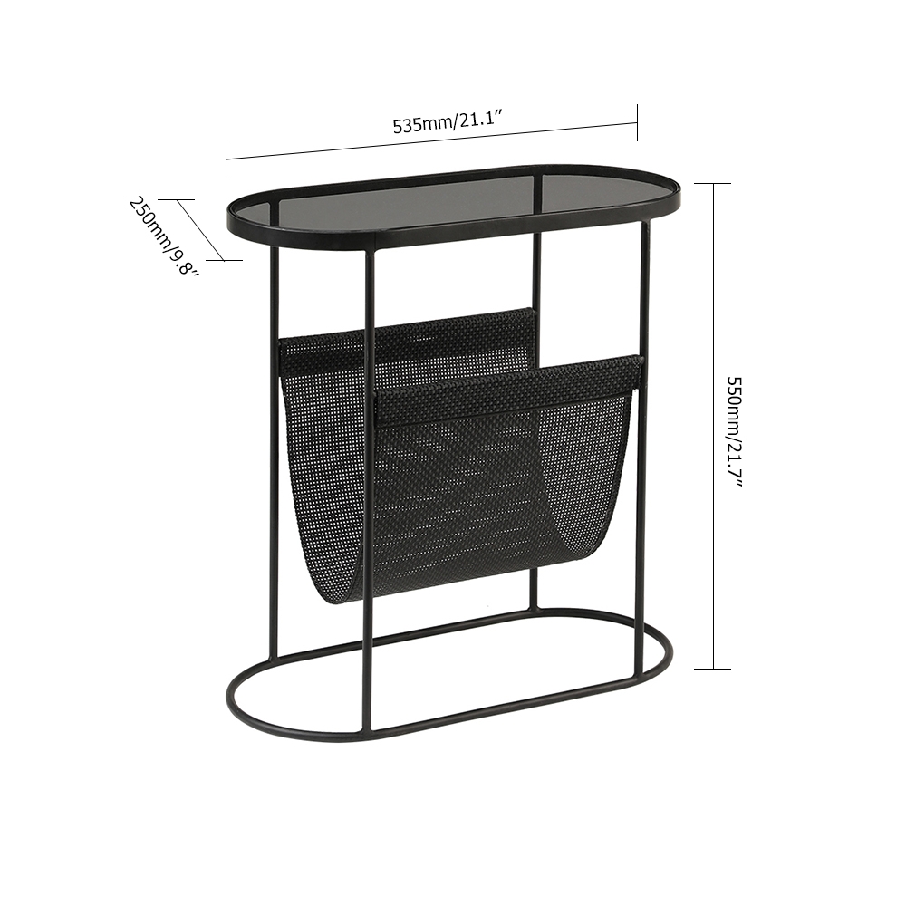 HMR - Oval Table Magazine Holder in Black