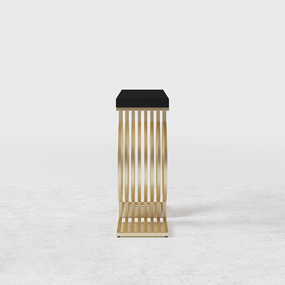 HMR Modern Narrow Console Table with Geometric Metal Base Entryway Table - Black, 47.2"