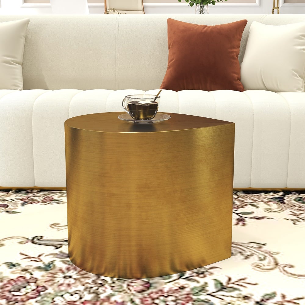 HMR - Metal Side Table in Water Drop Design End Table in Brushed Gold