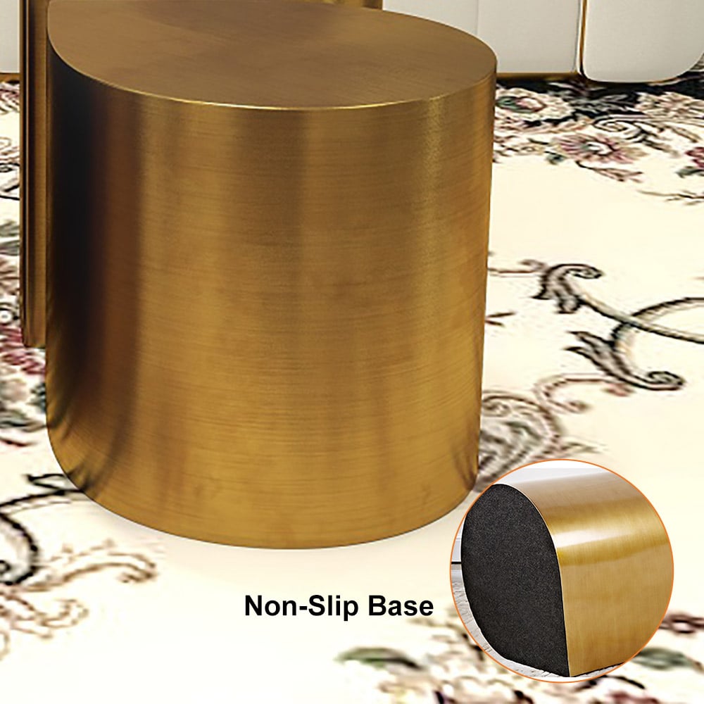 HMR - Metal Side Table in Water Drop Design End Table in Brushed Gold