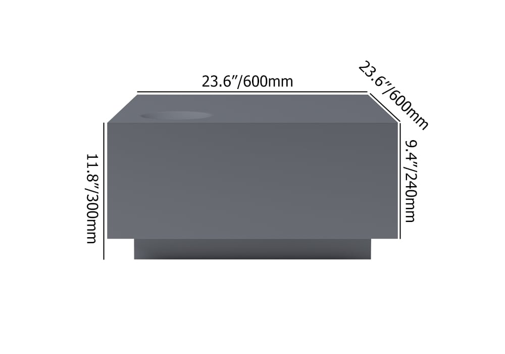 HMR - Square Coffee Table with Storage and Drawer in Gray